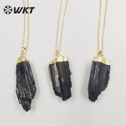 WT-N1405 WKT 2022 HOT STYLE Black Tourmaline Pendant Women PARTY Gift Necklace Trend Jewelry Beautiful Stone Pendant Necklace