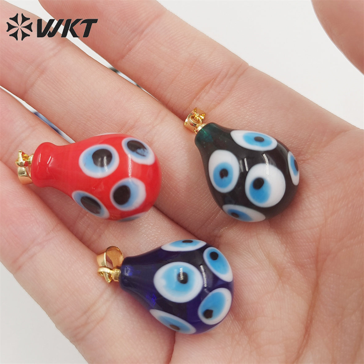 WT-P1887 Wholesale Fashion Evil Eye Drop Pendant Gold Jewelry Accessory Teardrop Ceramic Turkey Eye Pendant for Earringm Making