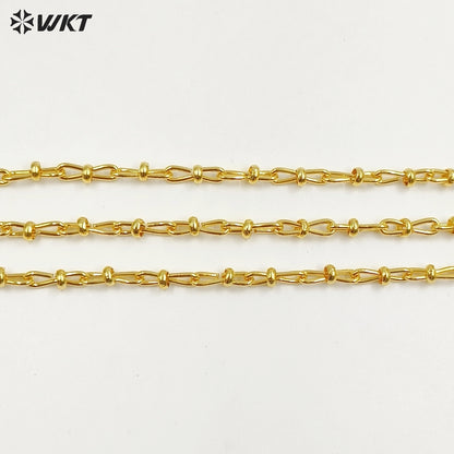 WT-BC255 Beautiful Finding Design Yellow Brass Chain With Gold Plated Lovely Bow Knot Shape for Bracelet Necklace Jewelry DIY