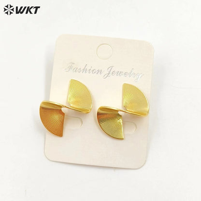 WT-JFE113 Wholesale 18K Real Gold Plated Resist Tarnishable Twisted Bow Earring Studs for Women