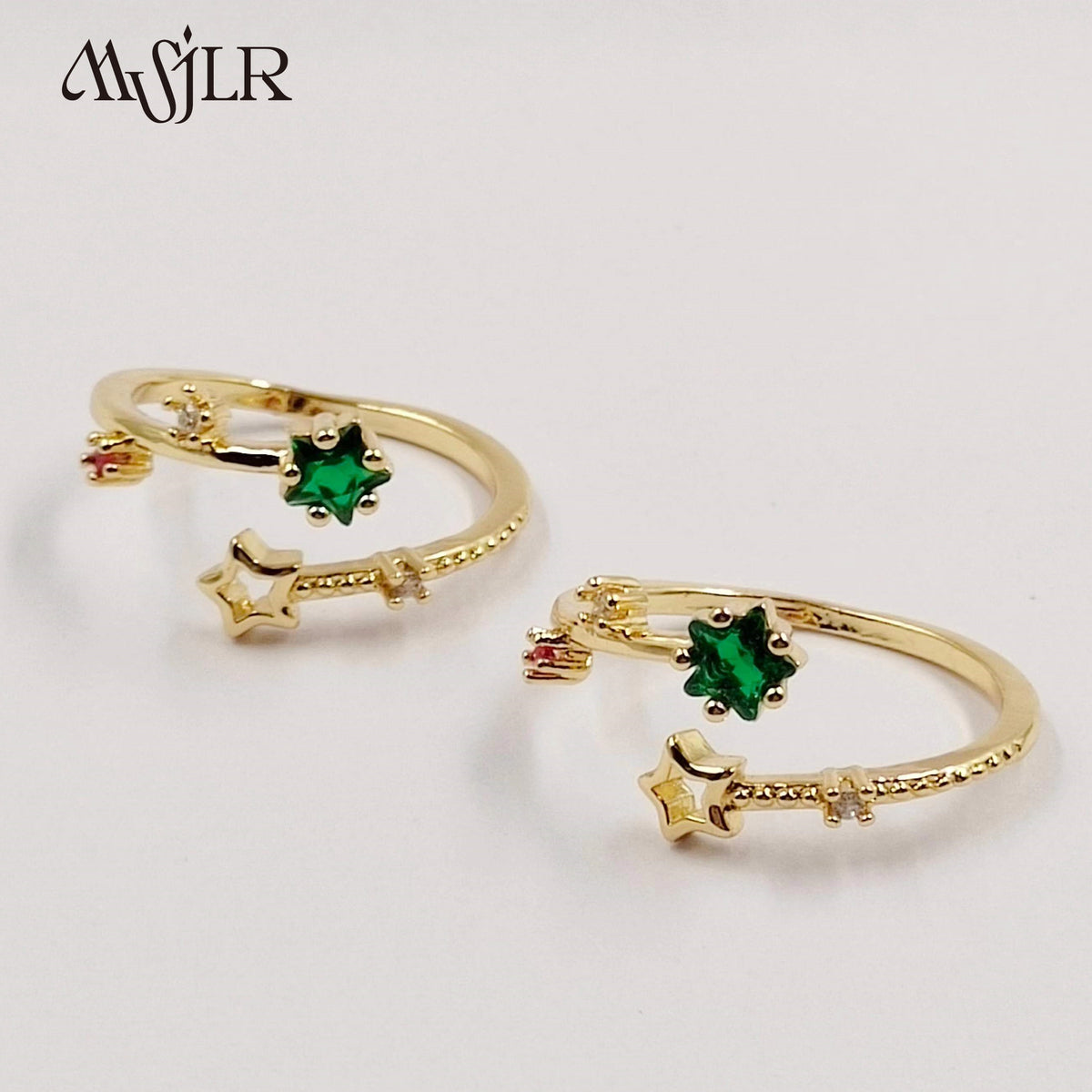 WKT-MVR058 Popular European and American Star Irregular Shaped Colorful Zircon Ring Female Handpiece Open Ring