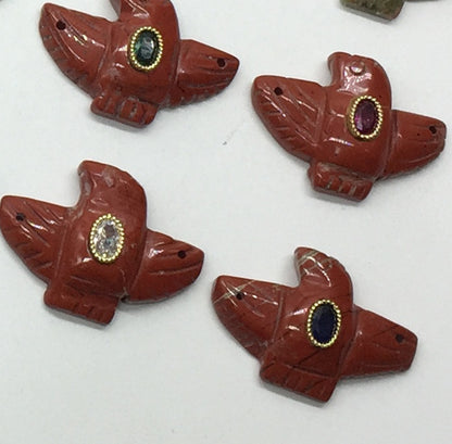 WT-P2147 Wonderful Trendy Colorful Zircon And Natural Gemstones Pigeon Shape Gold Pendants For Women Necklace DIY Making