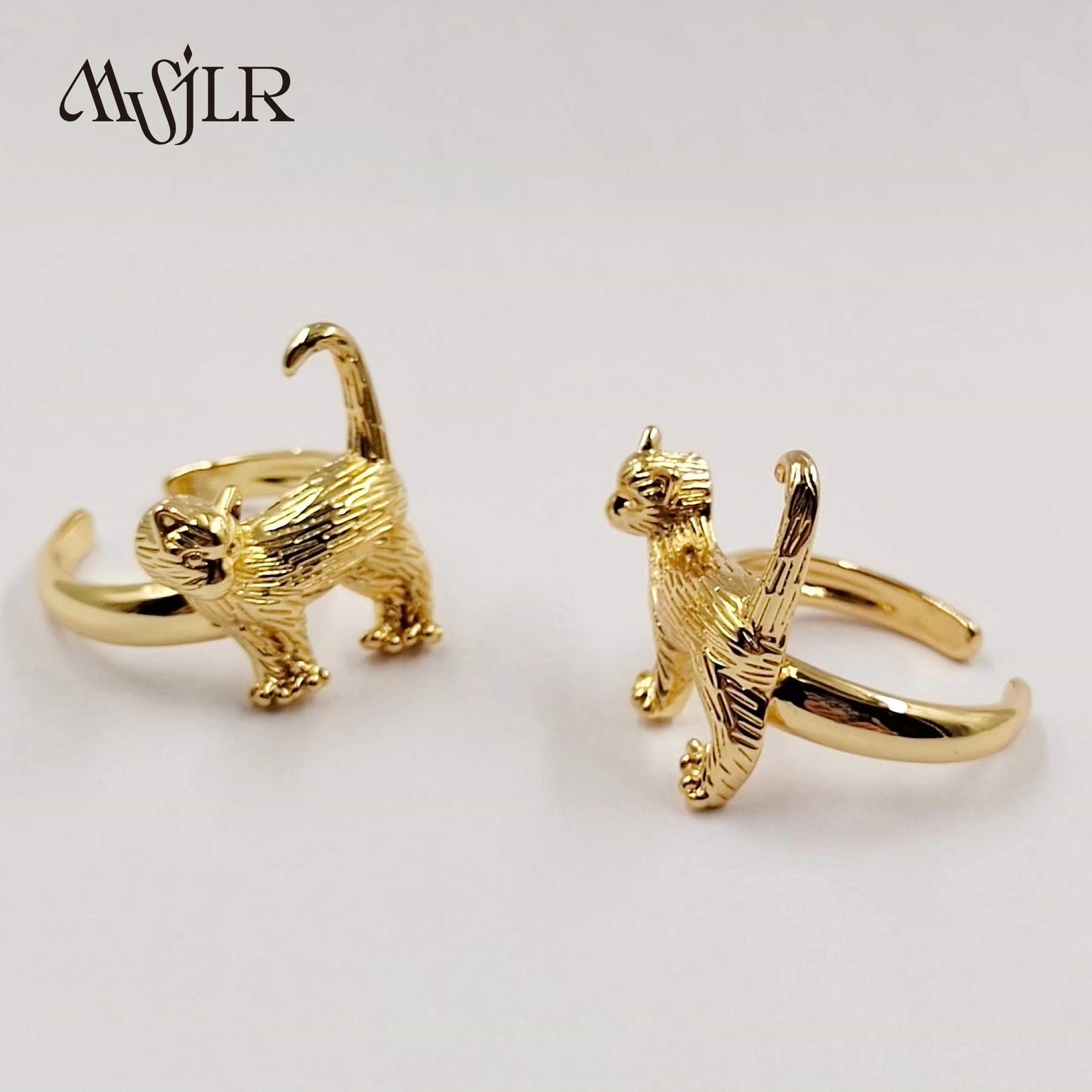 WKT-MVR051 Popular Punk Style European and American Cat Shaped 18k Gold Handpiece Ring Female Open Ring