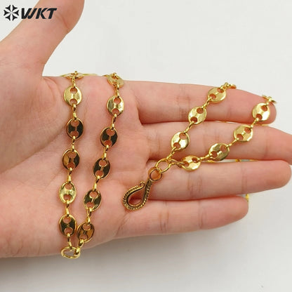 WT-JN252 Vintage Style Trendy Double Steel Natural Gemstone Exquisite High Quality Pendant Neckla