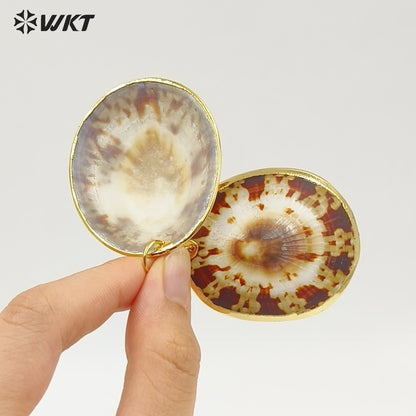 WT-JP500 New Arrival Wholesale Gold Plated Natural textureTurtle Shell Pendant For Women Unique Necklace Earrings Making