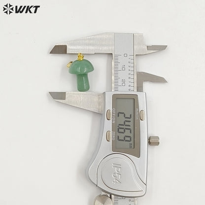 WT-P2063 Cute Boutique Natural Gemstones And Zircon Mushroom Shape Little Gold Pendants As Women Trendy Jewelry Findings