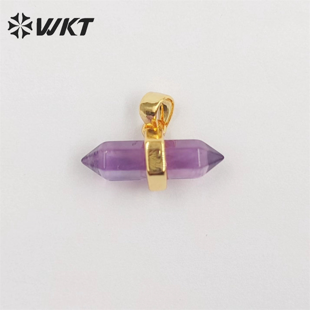 WT-P1902 Wholesale New Delicate Precious Gemstone Double Point Stone Charms Energy Healing Quartz Point Pendant
