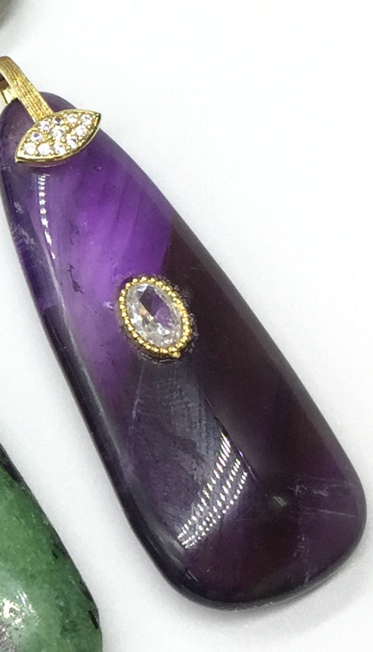 WT-P2149 High Quality Colorful Zircon And Natural Gemstones Long Waterdrop Shape Pendants As Fashionable Jewelry Accessories
