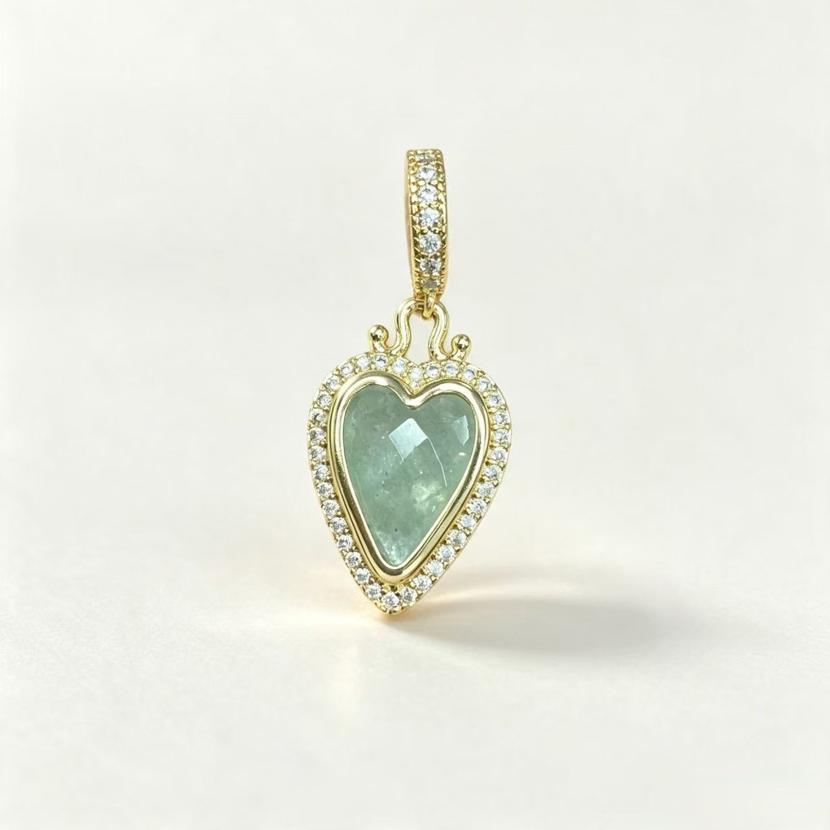 WT-MP335 Wonderful Romantic 18K Gold Plated Zircon And Natural Gemstone Heart Shape Little Pendants For Earrings Necklace Making