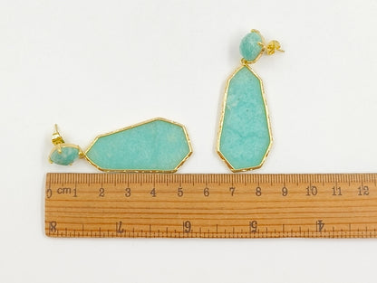 WT-E826 Factory Wholesale Gold Plated Colorful Natural Gemstones Long Earrings For Female Party Wearing Jewelry Accessory