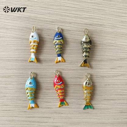 WT-MP322 High Quality Ocean Series Multi Designs Yellow Brass Gold Electroplated Metal Fish Shape Pendants As Jewelry Findings