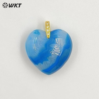 WT-P2125 Gorgeous Fashion Colorful Natural Gemstones Heart Shape Gold Pendants For Female Romantic Necklace Making Design