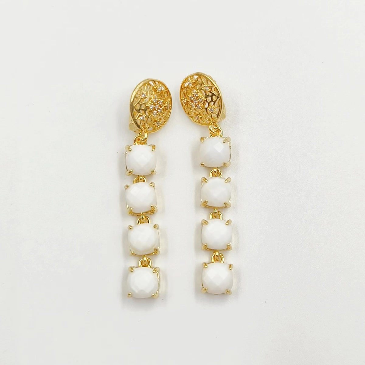 WT-E737 Amazing Colorful Elegant Natural Gemstone Long Charming Earrings Women Pendant Earrings