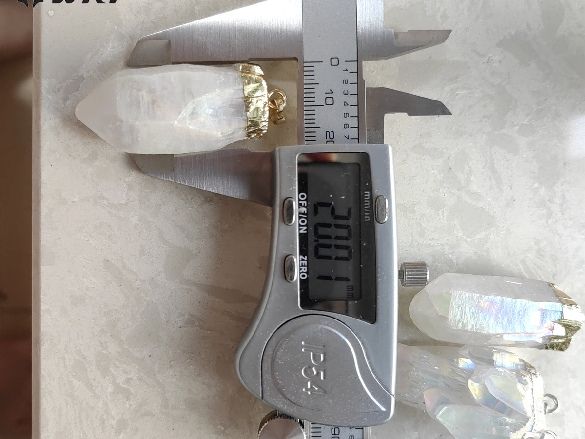 WT-P1070 Newest Fashion Raw Angel Crystal Quartz Point Pendant with AB Color Gold Plated Angel Quartz Pendant