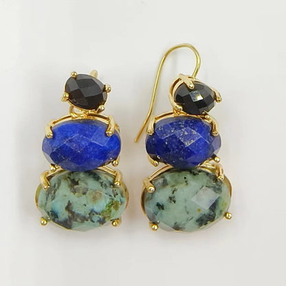 WT-E736 Amazing Colorful Elegant Natural Gemstone Long Charming in Drop Earrings Women Pendant Earrings