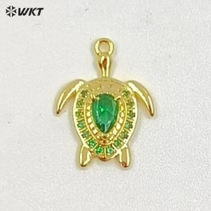 WT-MP309 Interesting Delicate Brass With Drop Oil Gold Plated Marine Animals Sea Turtles Shape Small Pendant For Necklace DIY