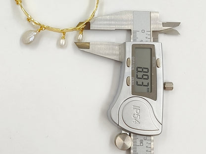 MPB134 Luxury Elegant 18K Gold Plated Natural Pearl And Colorful Zircon Fringed Adjustable Bangles For Lady Fashion Matching