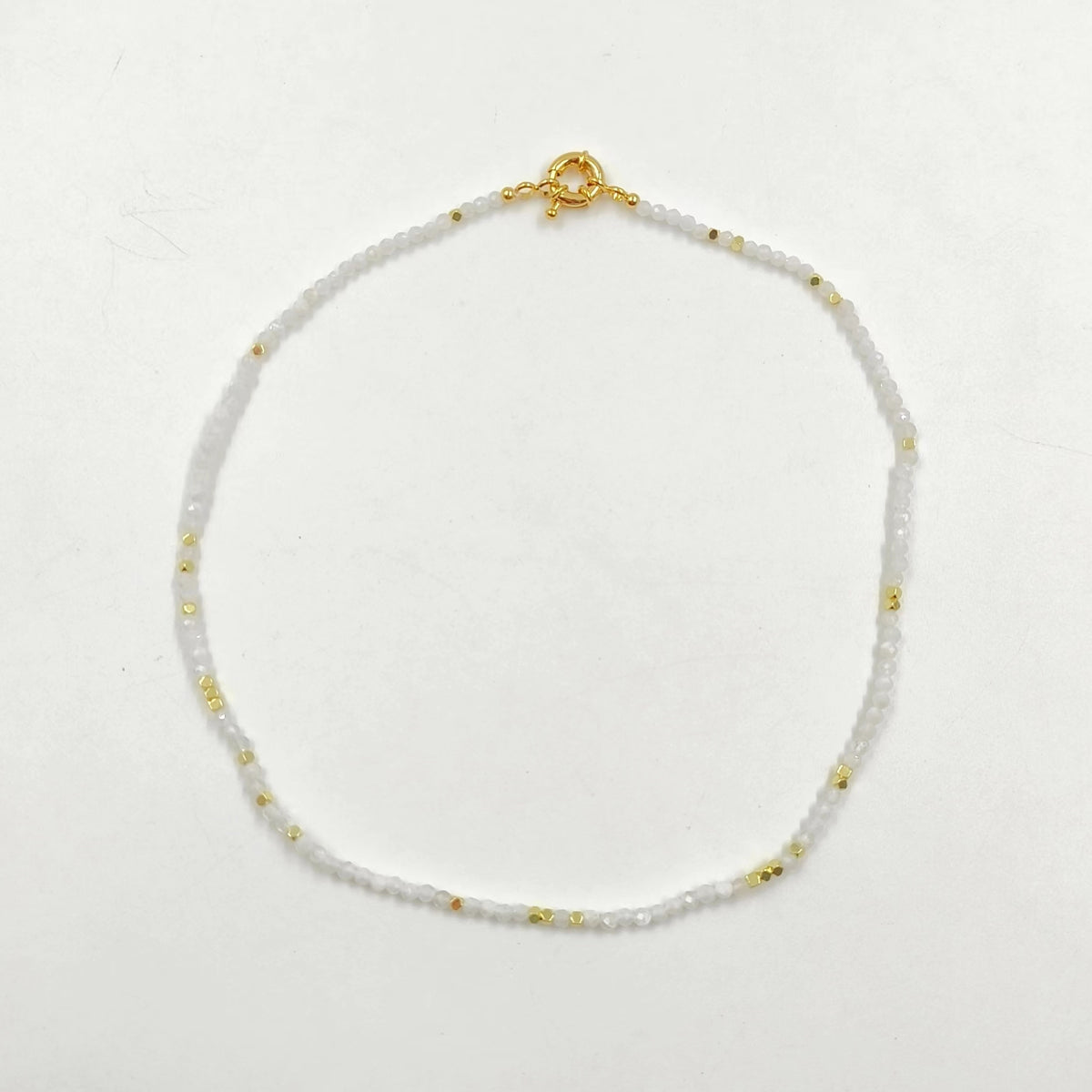WT-N1443 WKT Best 2023 Newest Natural Aura Cluster Quartz Necklace Women Simple Hoop Aura 3MM Stone Beads Necklace