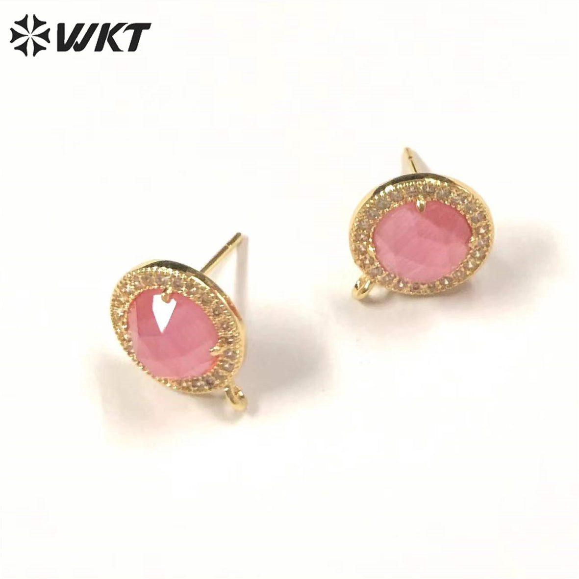 ME083 Cute Colorful Natural Gemstone Cat Eye Earrings Cubic Zircon Earrings Elegant Women Natural Gemstone Ring