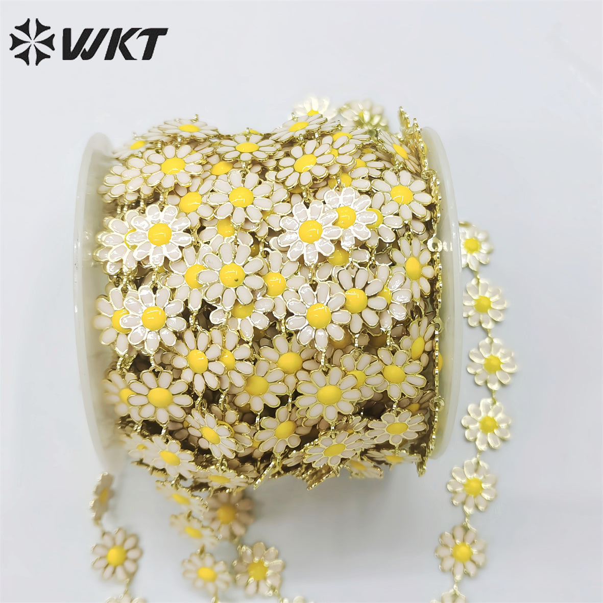 WT-RBC215 Newest Fashion Colorful Enamel Flower Chain Unique Global Chrysanthemum Chain for Women Jewelry Diy Design Chain