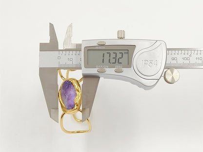 WT-B699 Wonderful Natural Gemstones Amethyst And Pearl Gold Plated Adjustable Size Bangles For Women Birthday Gift Free Shipping