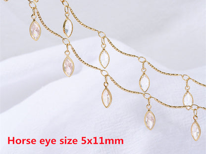 WT-RBC242 Beautiful Simple Elegant and Fresh Style New Design Heart and Star Shape Crystal Charms Brass Chain DIY for Necklace