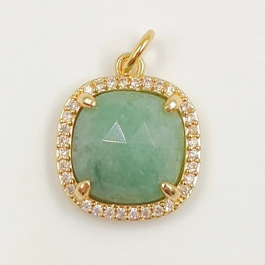 WT-MP268 Newest Vintage Style Ball Shaped Cubic Zircon Stone for Bracelet Design Women Gold Bezel Square Shaped Pendant