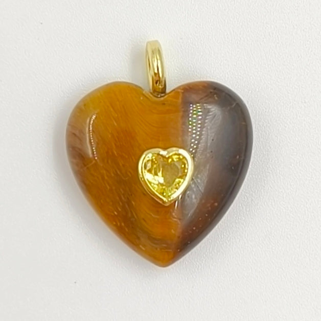 WT-P2059 Factory Wholesale Gold Zircon And Natural Gemstones Heart Shape Pendants As Girls Romantic Jewelry Decorations