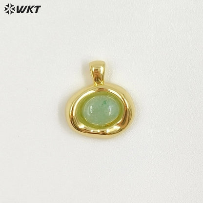 WT-P2030 High Quality 18K Gold Electroplated Tiger Eye Natural Gemstones Cute Little Round Pendant For Earrings Necklace DIY