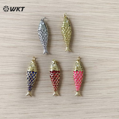 WT-MP322 High Quality Ocean Series Multi Designs Yellow Brass Gold Electroplated Metal Fish Shape Pendants As Jewelry Findings