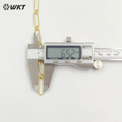 WT-BC230 New Style 18K Real Gold Plated Long Square Connect by Ring Necklace Link Chain for Women Jewelry Design