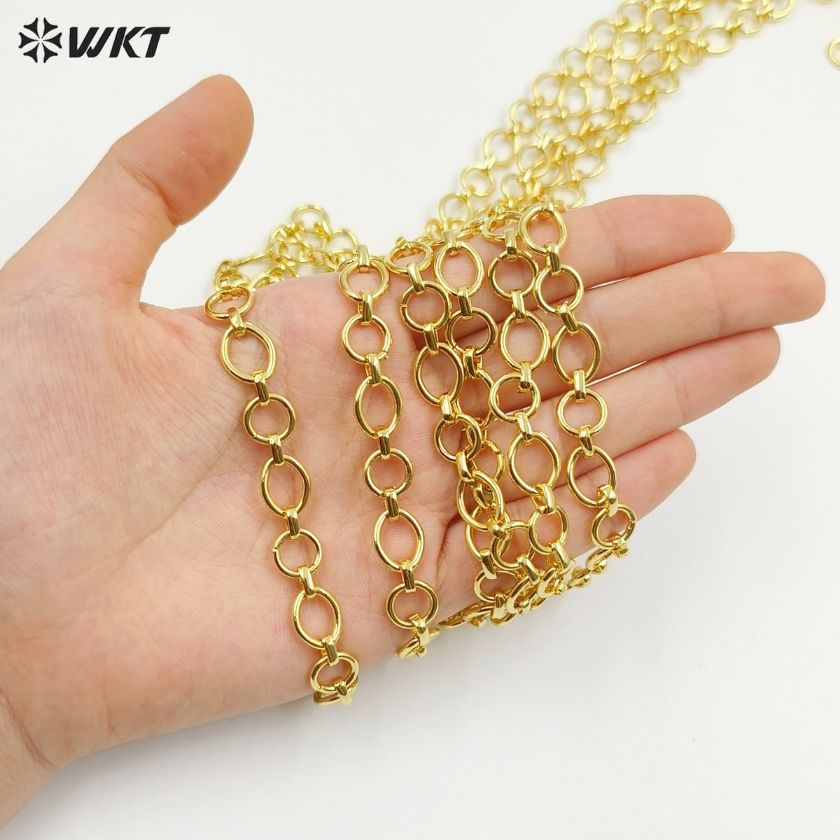WT-BC252 Hot Style Fashion Resist Tarnished 18K real Gold Plated Big Chunky Link Chain for Necklace
