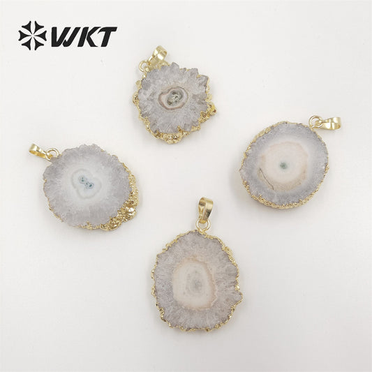 WT-P775 Wholesale Healing Spirit Quartz Solar Stalactite Quartz Pendant, Fashion Gold Dipped Stone Stalactite Quartz Pendant