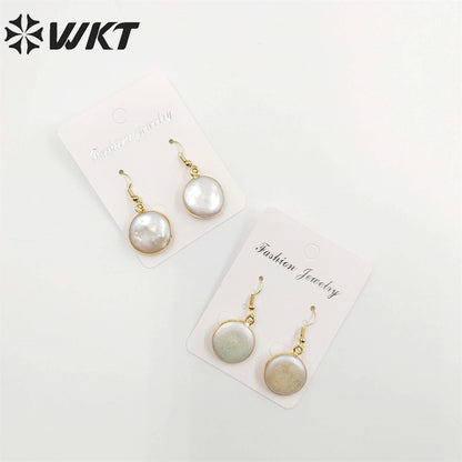 WT-E157 Lovely High Quality Freshwater Pearl Earrings Fashion Gold Dipped Hoop Pearl Earrings As Party Gift for Women
