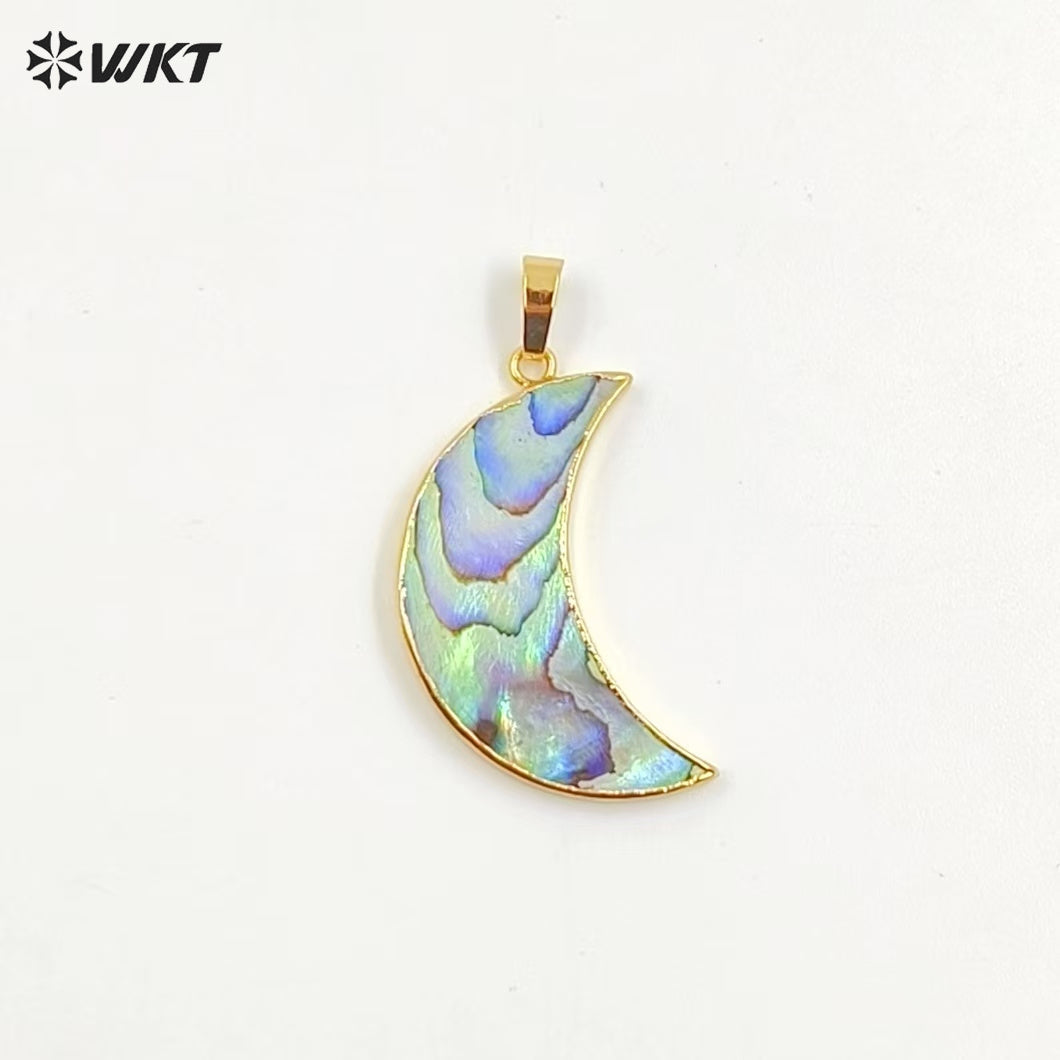 WT-JP304 European and American Style 18k Golg Plated Abalone Crescent Pendant for Bracelet Necklace Natural Shell Pendant