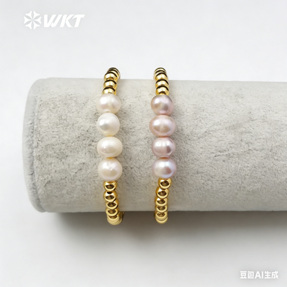 WT-B349 Simple Bracelets With Natural Pearl Bracelets for Women Wholesale Gold Beads Bracelets