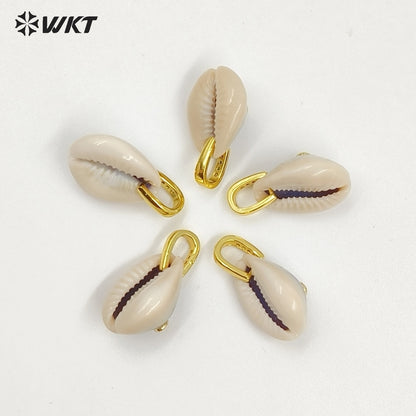 WT-JP493 Fashion Trend Blue Eye Cowrie Shell With Round Zircon Little Pendants Charms For Women Earrings Jewelry Design