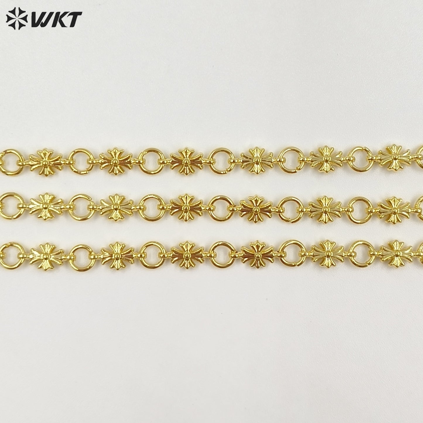 WT-JF369 Newest Simple Fashion Design Gold Plated Round Cross Shape Yellow Brass Metal Bracelets For Female Daily Jewelry