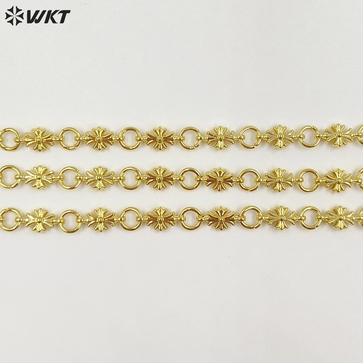 WT-JF369 Newest Simple Fashion Design Gold Plated Round Cross Shape Yellow Brass Metal Bracelets For Female Daily Jewelry