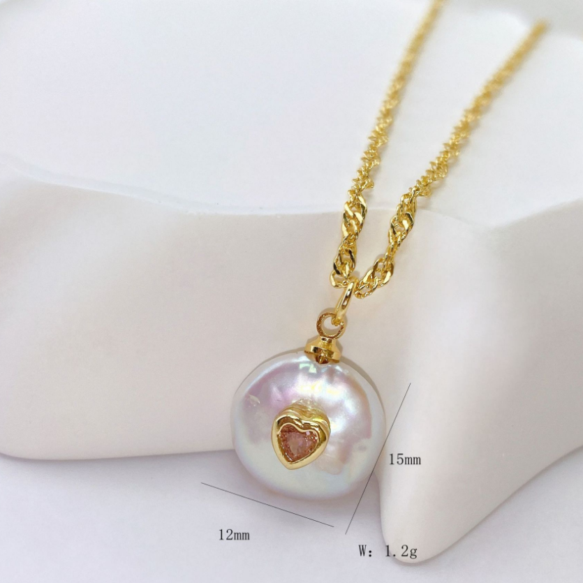 WT-JP530 Wonderful High Quality Natural Pearl With Round Watedrop Heart Shape Zircon Pendants And Necklaces As Popular Jewelry