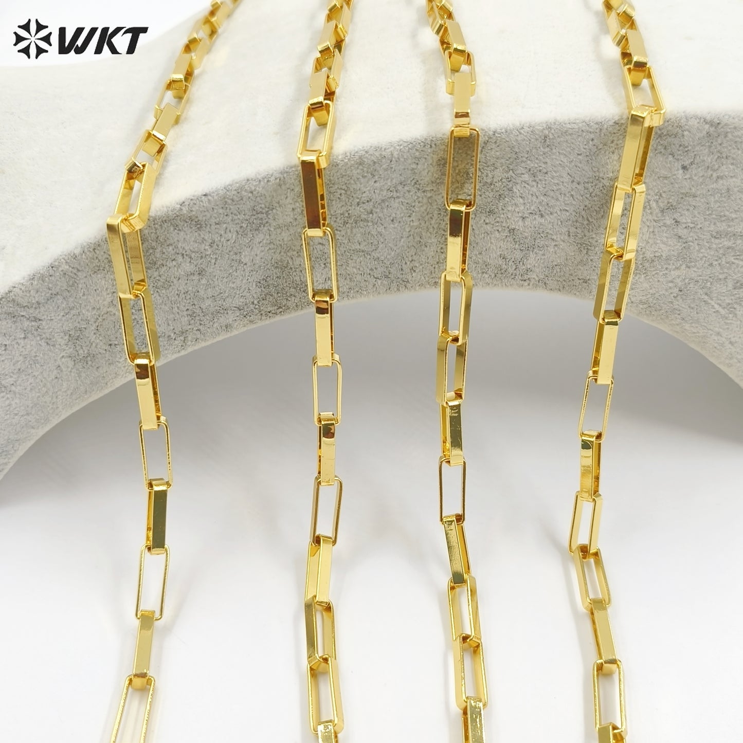 WT-BC221 Big Wide Hand Made Brass With 18k Real Gold Plated Resist Tarnishable Link Chain for Women Jewelry Design