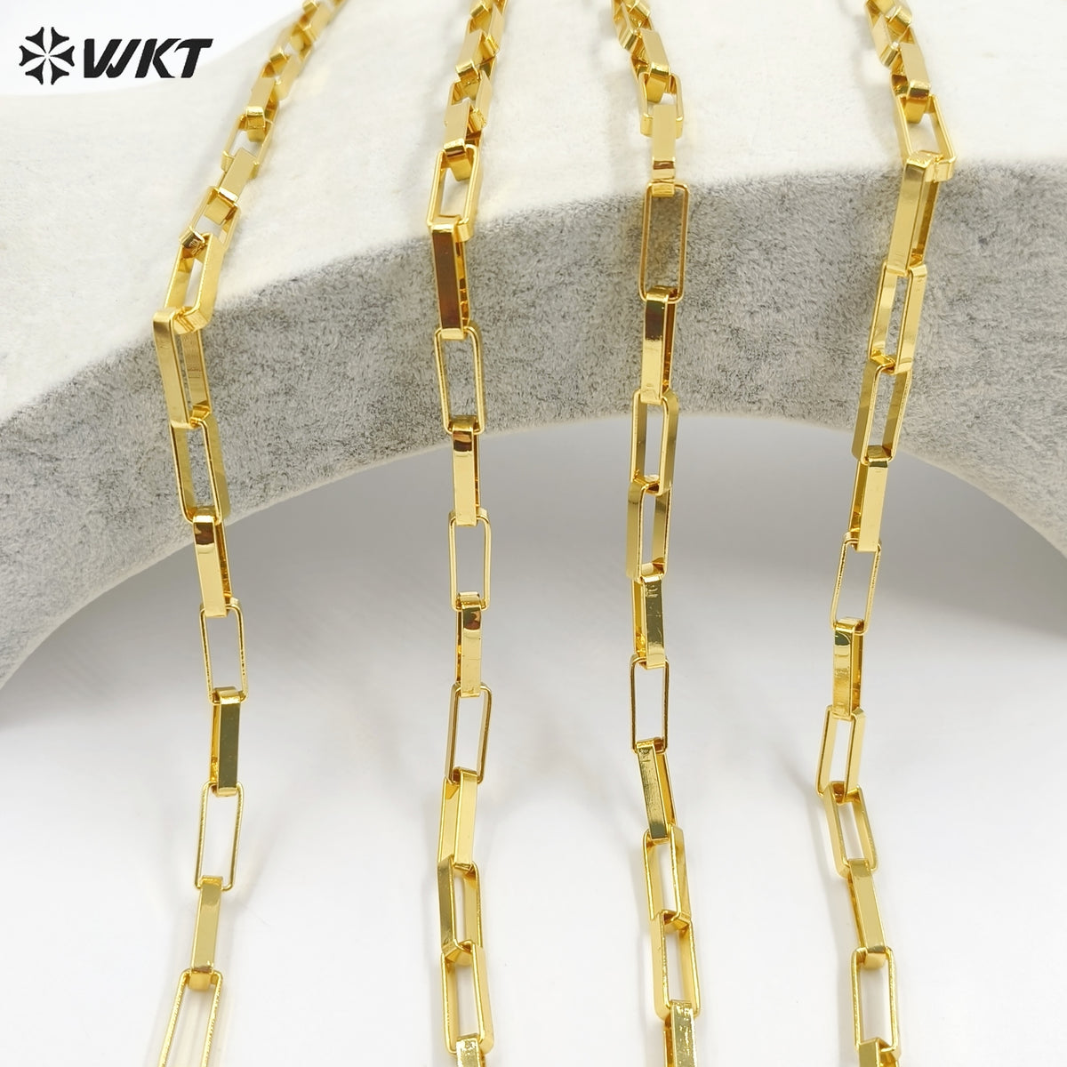WT-BC221 Big Wide Hand Made Brass With 18k Real Gold Plated Resist Tarnishable Link Chain for Women Jewelry Design