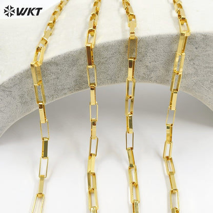 WT-BC221 Big Wide Hand Made Brass With 18k Real Gold Plated Resist Tarnishable Link Chain for Women Jewelry Design