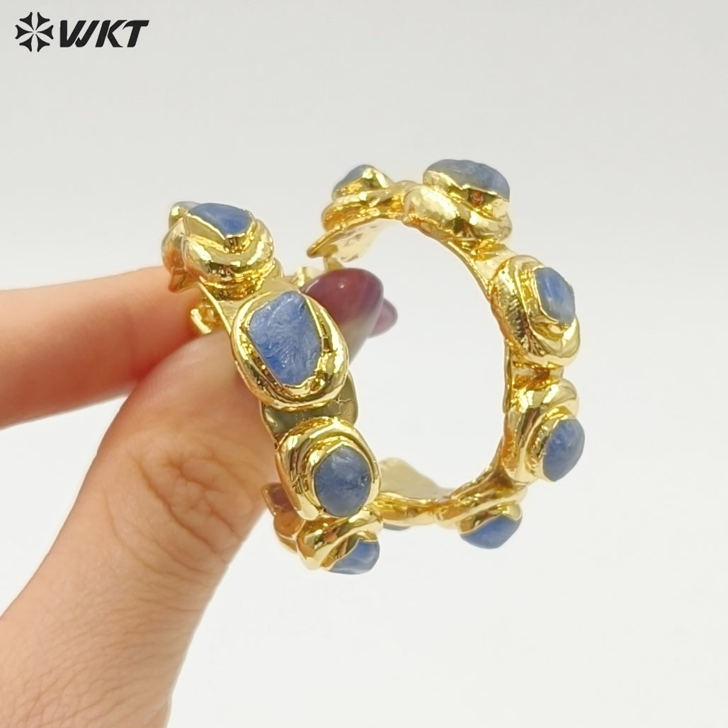 WT-E654 Luxury Wholesale Fashion Gemstone Gold Earrings Women Jewelry Findings with Hoop for You so Nice As a Anniversary Gift