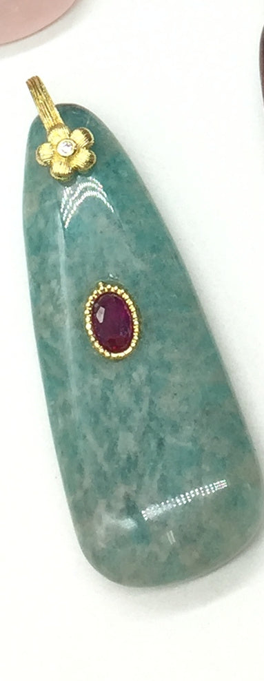 WT-P2148 New Arrival Round Zircon And Various Natural Gemstones Long Gold Pendants For Lady Elegant Earrings DIY Decoration