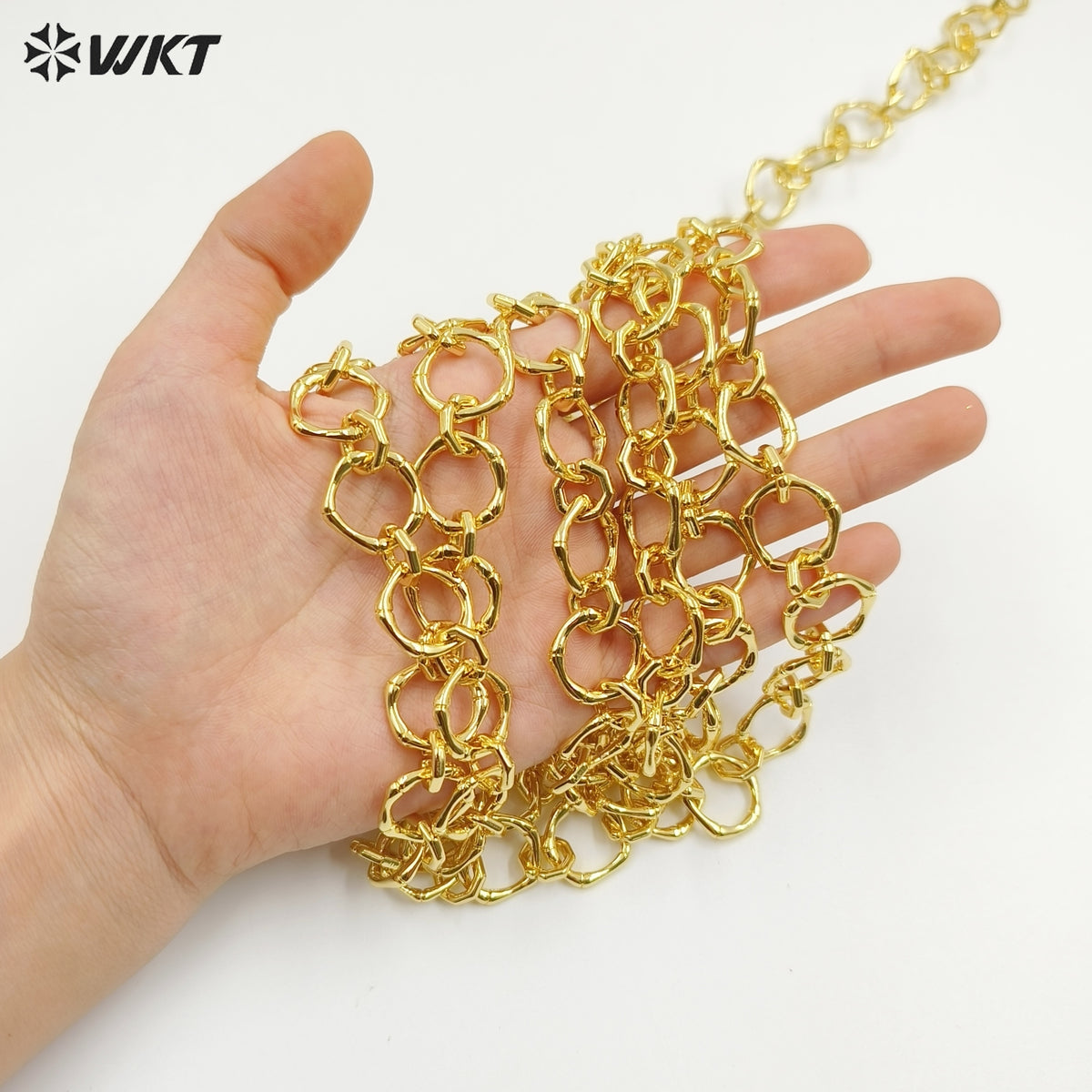 WT-BC251 WKT Exclusive Big Chunky Irregular Pentagon Handmade Connect Link Jewelry Chain in Resist Tarnished