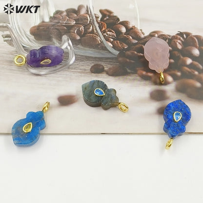WT-P2058 Exclusive Design Zircon And Natural Gemstones Gourd Shape Pendants For Female Handmade Necklace DIY Accessory