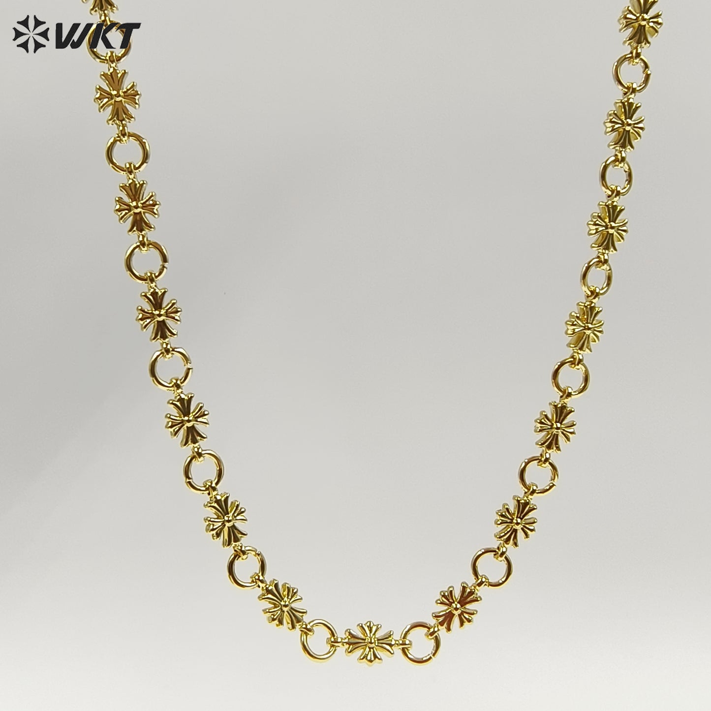 WT-BC264 Exquisite 18K Gold Plated Round And Cross Shape Yellow Brass Chains For Women Metal Necklace Bracelets Making