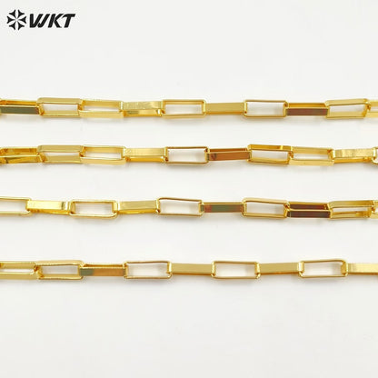 WT-BC221 Big Wide Hand Made Brass With 18k Real Gold Plated Resist Tarnishable Link Chain for Women Jewelry Design