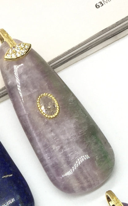 WT-P2149 High Quality Colorful Zircon And Natural Gemstones Long Waterdrop Shape Pendants As Fashionable Jewelry Accessories